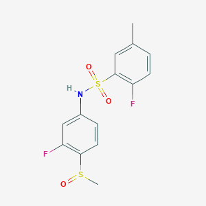 molecular formula C14H13F2NO3S2 B7592143 2-fluoro-N-(3-fluoro-4-methylsulfinylphenyl)-5-methylbenzenesulfonamide 