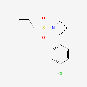 molecular formula C12H16ClNO2S B7592169 2-(4-Chlorophenyl)-1-propylsulfonylazetidine 
