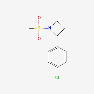 molecular formula C10H12ClNO2S B7592170 2-(4-Chlorophenyl)-1-methylsulfonylazetidine 