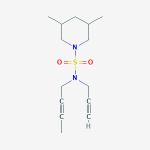 molecular formula C14H22N2O2S B7592183 N-but-2-ynyl-3,5-dimethyl-N-prop-2-ynylpiperidine-1-sulfonamide 
