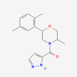 molecular formula C17H21N3O2 B7592220 [2-(2,5-dimethylphenyl)-5-methylmorpholin-4-yl]-(1H-pyrazol-5-yl)methanone 