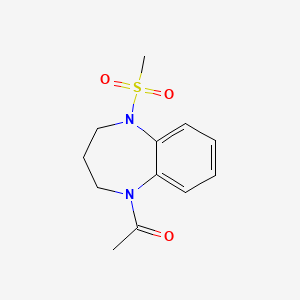 molecular formula C12H16N2O3S B7592253 1-(5-methylsulfonyl-3,4-dihydro-2H-1,5-benzodiazepin-1-yl)ethanone 