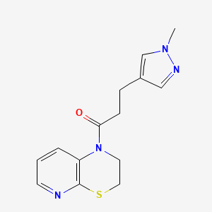 molecular formula C14H16N4OS B7592390 1-(2,3-Dihydropyrido[2,3-b][1,4]thiazin-1-yl)-3-(1-methylpyrazol-4-yl)propan-1-one 