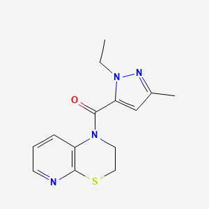 molecular formula C14H16N4OS B7592407 2,3-Dihydropyrido[2,3-b][1,4]thiazin-1-yl-(2-ethyl-5-methylpyrazol-3-yl)methanone 