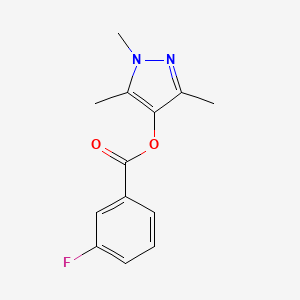 molecular formula C13H13FN2O2 B7592459 (1,3,5-Trimethylpyrazol-4-yl) 3-fluorobenzoate 