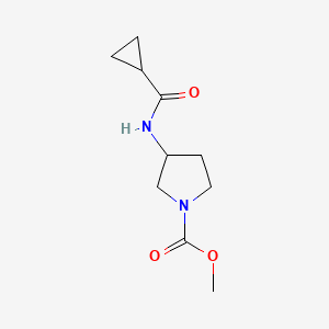 molecular formula C10H16N2O3 B7592461 Methyl 3-(cyclopropanecarbonylamino)pyrrolidine-1-carboxylate 