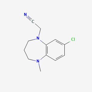 molecular formula C12H14ClN3 B7592503 2-(7-chloro-1-methyl-3,4-dihydro-2H-1,5-benzodiazepin-5-yl)acetonitrile 