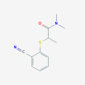 molecular formula C12H14N2OS B7592508 2-(2-cyanophenyl)sulfanyl-N,N-dimethylpropanamide 