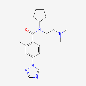 molecular formula C19H27N5O B7592519 N-cyclopentyl-N-[2-(dimethylamino)ethyl]-2-methyl-4-(1,2,4-triazol-1-yl)benzamide 