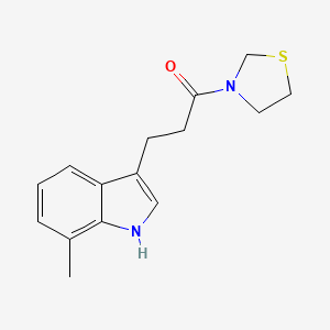 molecular formula C15H18N2OS B7592561 3-(7-methyl-1H-indol-3-yl)-1-(1,3-thiazolidin-3-yl)propan-1-one 