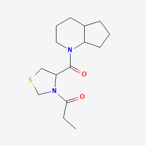 molecular formula C15H24N2O2S B7592593 1-[4-(2,3,4,4a,5,6,7,7a-Octahydrocyclopenta[b]pyridine-1-carbonyl)-1,3-thiazolidin-3-yl]propan-1-one 