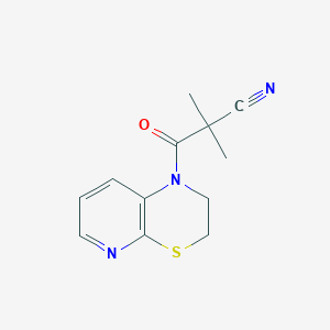 molecular formula C12H13N3OS B7592648 3-(2,3-Dihydropyrido[2,3-b][1,4]thiazin-1-yl)-2,2-dimethyl-3-oxopropanenitrile 