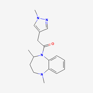 molecular formula C17H22N4O B7592717 1-(1,4-dimethyl-3,4-dihydro-2H-1,5-benzodiazepin-5-yl)-2-(1-methylpyrazol-4-yl)ethanone 