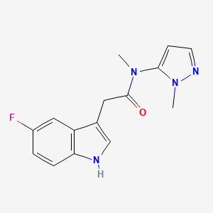 molecular formula C15H15FN4O B7592732 2-(5-fluoro-1H-indol-3-yl)-N-methyl-N-(2-methylpyrazol-3-yl)acetamide 