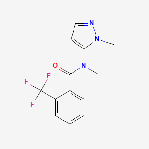 molecular formula C13H12F3N3O B7592743 N-methyl-N-(2-methylpyrazol-3-yl)-2-(trifluoromethyl)benzamide 