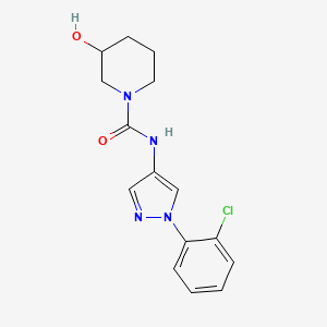 molecular formula C15H17ClN4O2 B7592758 N-[1-(2-chlorophenyl)pyrazol-4-yl]-3-hydroxypiperidine-1-carboxamide 