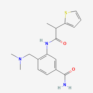 molecular formula C17H21N3O2S B7592773 4-[(Dimethylamino)methyl]-3-(2-thiophen-2-ylpropanoylamino)benzamide 