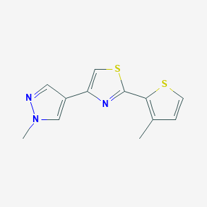 molecular formula C12H11N3S2 B7592811 4-(1-Methylpyrazol-4-yl)-2-(3-methylthiophen-2-yl)-1,3-thiazole 