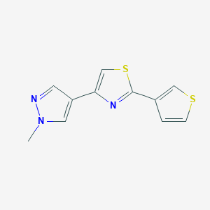 molecular formula C11H9N3S2 B7592824 4-(1-Methylpyrazol-4-yl)-2-thiophen-3-yl-1,3-thiazole 