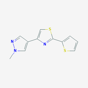 molecular formula C11H9N3S2 B7592841 4-(1-Methylpyrazol-4-yl)-2-thiophen-2-yl-1,3-thiazole 