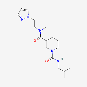molecular formula C17H29N5O2 B7592873 3-N-methyl-1-N-(2-methylpropyl)-3-N-(2-pyrazol-1-ylethyl)piperidine-1,3-dicarboxamide 
