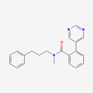 molecular formula C21H21N3O B7592897 N-methyl-N-(3-phenylpropyl)-2-pyrimidin-5-ylbenzamide 