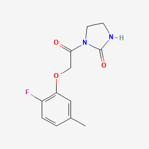 molecular formula C12H13FN2O3 B7592901 1-[2-(2-Fluoro-5-methylphenoxy)acetyl]imidazolidin-2-one 