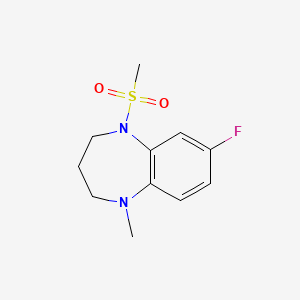 molecular formula C11H15FN2O2S B7592954 7-fluoro-1-methyl-5-methylsulfonyl-3,4-dihydro-2H-1,5-benzodiazepine 