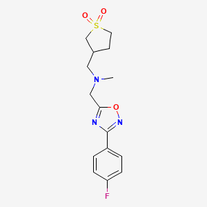molecular formula C15H18FN3O3S B7592962 1-(1,1-dioxothiolan-3-yl)-N-[[3-(4-fluorophenyl)-1,2,4-oxadiazol-5-yl]methyl]-N-methylmethanamine 