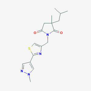molecular formula C17H22N4O2S B7592996 3-Methyl-3-(2-methylpropyl)-1-[[2-(1-methylpyrazol-4-yl)-1,3-thiazol-4-yl]methyl]pyrrolidine-2,5-dione 
