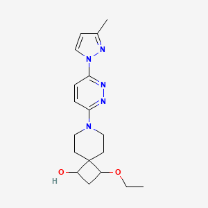 molecular formula C18H25N5O2 B7593009 3-Ethoxy-7-[6-(3-methylpyrazol-1-yl)pyridazin-3-yl]-7-azaspiro[3.5]nonan-1-ol 