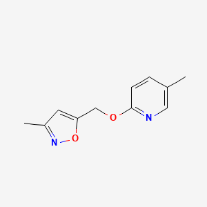 molecular formula C11H12N2O2 B7593017 3-Methyl-5-[(5-methylpyridin-2-yl)oxymethyl]-1,2-oxazole 