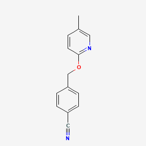 molecular formula C14H12N2O B7593041 4-[(5-Methylpyridin-2-yl)oxymethyl]benzonitrile 