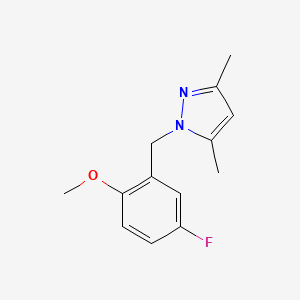 molecular formula C13H15FN2O B7593046 1-[(5-Fluoro-2-methoxyphenyl)methyl]-3,5-dimethylpyrazole 