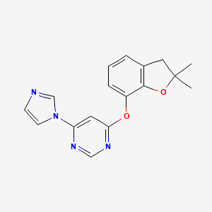 molecular formula C17H16N4O2 B7593062 4-[(2,2-dimethyl-3H-1-benzofuran-7-yl)oxy]-6-imidazol-1-ylpyrimidine 
