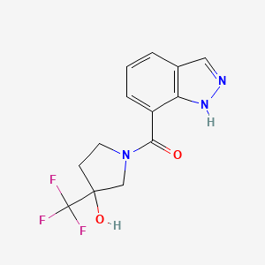 molecular formula C13H12F3N3O2 B7593129 [3-hydroxy-3-(trifluoromethyl)pyrrolidin-1-yl]-(1H-indazol-7-yl)methanone 