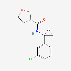 molecular formula C14H16ClNO2 B7593137 N-[1-(3-chlorophenyl)cyclopropyl]oxolane-3-carboxamide 