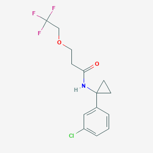 molecular formula C14H15ClF3NO2 B7593162 N-[1-(3-chlorophenyl)cyclopropyl]-3-(2,2,2-trifluoroethoxy)propanamide 