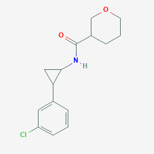 molecular formula C15H18ClNO2 B7593200 N-[2-(3-chlorophenyl)cyclopropyl]oxane-3-carboxamide 