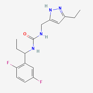 molecular formula C16H20F2N4O B7593229 1-[1-(2,5-difluorophenyl)propyl]-3-[(3-ethyl-1H-pyrazol-5-yl)methyl]urea 