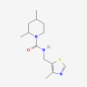 molecular formula C13H21N3OS B7593237 2,4-dimethyl-N-[(4-methyl-1,3-thiazol-5-yl)methyl]piperidine-1-carboxamide 