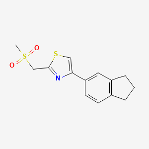 molecular formula C14H15NO2S2 B7593321 4-(2,3-dihydro-1H-inden-5-yl)-2-(methylsulfonylmethyl)-1,3-thiazole 