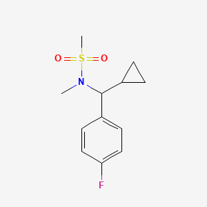 molecular formula C12H16FNO2S B7593335 N-[cyclopropyl-(4-fluorophenyl)methyl]-N-methylmethanesulfonamide 
