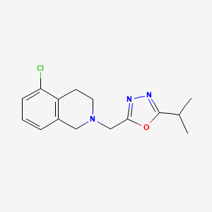 molecular formula C15H18ClN3O B7593347 2-[(5-chloro-3,4-dihydro-1H-isoquinolin-2-yl)methyl]-5-propan-2-yl-1,3,4-oxadiazole 