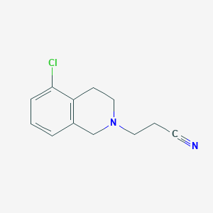 molecular formula C12H13ClN2 B7593348 3-(5-chloro-3,4-dihydro-1H-isoquinolin-2-yl)propanenitrile 