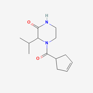 molecular formula C13H20N2O2 B7593358 4-(Cyclopent-3-ene-1-carbonyl)-3-propan-2-ylpiperazin-2-one 