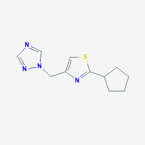 molecular formula C11H14N4S B7593367 2-Cyclopentyl-4-(1,2,4-triazol-1-ylmethyl)-1,3-thiazole 