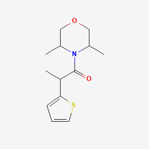 molecular formula C13H19NO2S B7593395 1-(3,5-Dimethylmorpholin-4-yl)-2-thiophen-2-ylpropan-1-one 