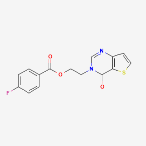molecular formula C15H11FN2O3S B7593494 2-(4-Oxothieno[3,2-d]pyrimidin-3-yl)ethyl 4-fluorobenzoate 