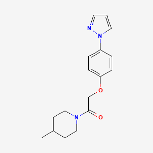 molecular formula C17H21N3O2 B7593517 1-(4-Methylpiperidin-1-yl)-2-(4-pyrazol-1-ylphenoxy)ethanone 